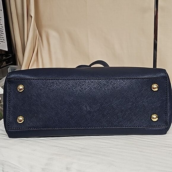 MICHAEL KORS CYNTHIA NAVY BLUE SAFFIANO SATCHEL BFPM-12-212 - Picture 5 of 6